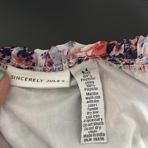 Sincerely Jules Tiered,spaghetti strap,lettuce ruffle,elastic waist,floral,lined - Picture 10 of 10